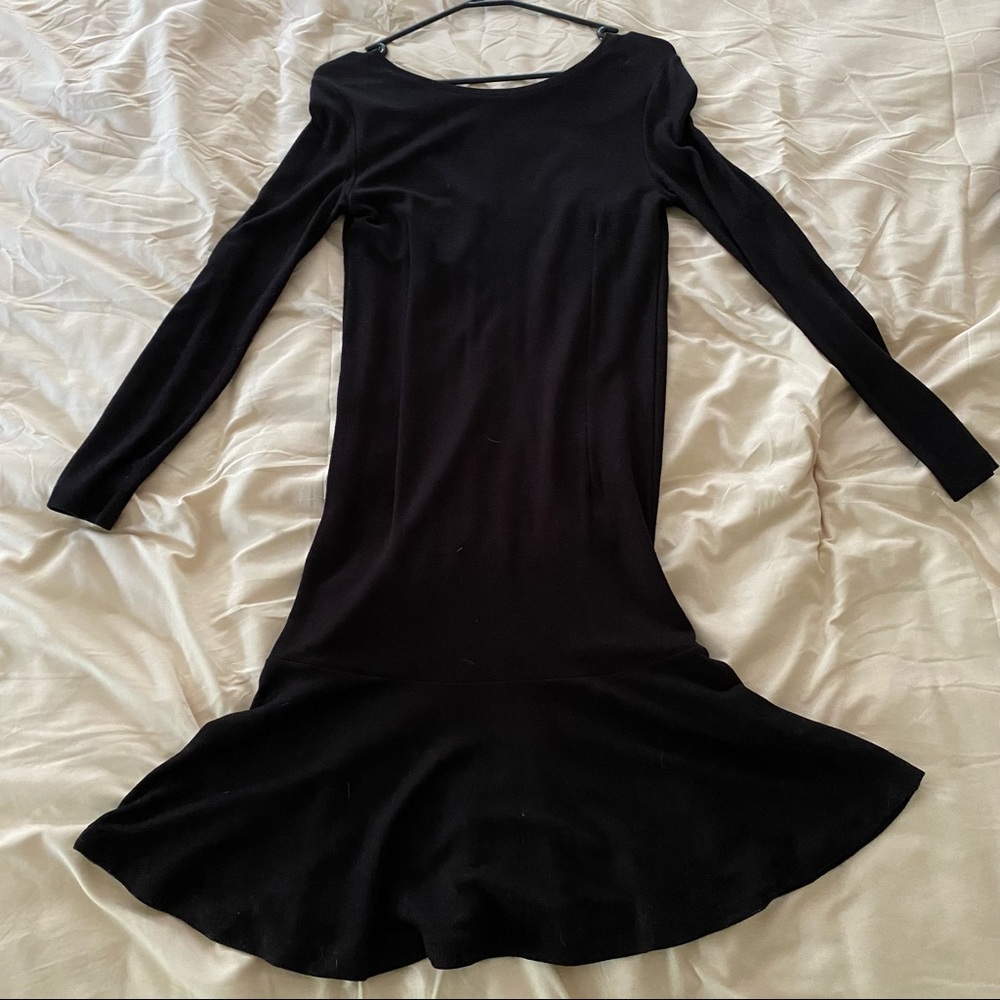 French Connection Black Long Sleeve Knee-length Dress